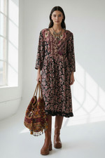 Vtg 80s 90s Carole Little Dress Floral Patchwork Cottagecore Rayon Lagenlook