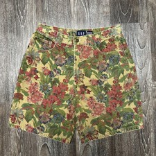 Vintage Gap Bermuda Shorts Womens 14 Floral Denim High Rise Hong Kong 90s
