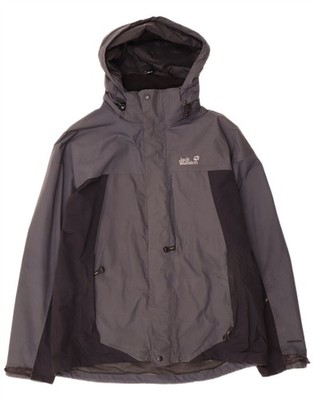 Jack Wolfskin Herren Regenjacke mit Kapuze UK 36/38 mittelgrau Colourblock DH23