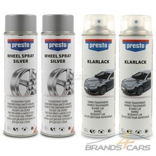 2x 500ml FELGENSILBER FELGENLACK SILBER PRESTO+2x 500ml KLARLACK SPRAY SPRÜHLACK