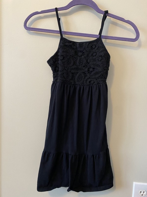 Old Navy Girls Crocheted Bodice Tiered Dress Black Size Medium 8