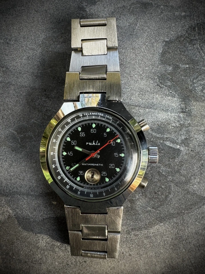 RUHLA Chronograph 1970s Vintage men’s watch GDR period mechanical Antimagnetic - Image 2 of 4