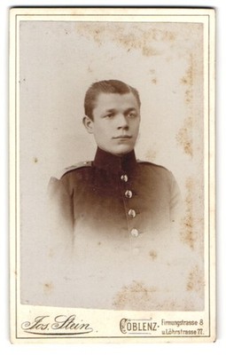 Fotografie Jos. Stein, Coblenz, Firmungstrasse 8, Junger Soldat in Uniform 