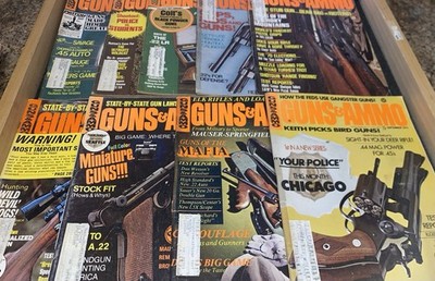 Lot of (9) Vintage 1971 Guns & Ammo Magazines With ^ Original Post Card Ads *