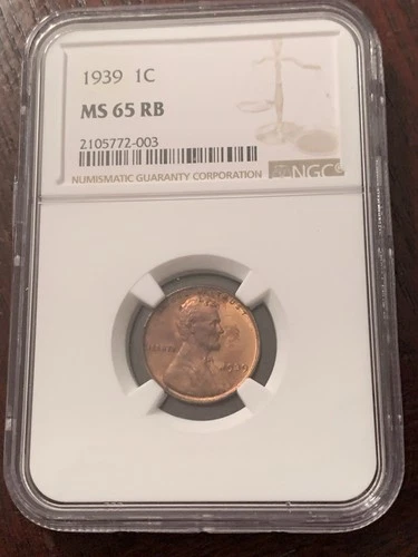 1939 1C MS 65 RB - NGC Graded “Lincoln Wheat Cent !”