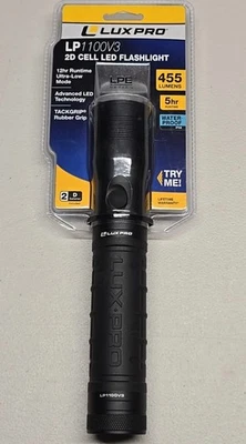 NEW! LuxPro LP1100V3 455 Lumen LED Flashlight -Batteries Included, Water Proof !
