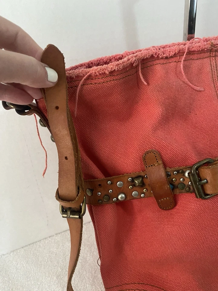 Bolso Bandolera Hobo de Lona de Cuero Lucky Brand Boho Western LEER Foto 4 de 4