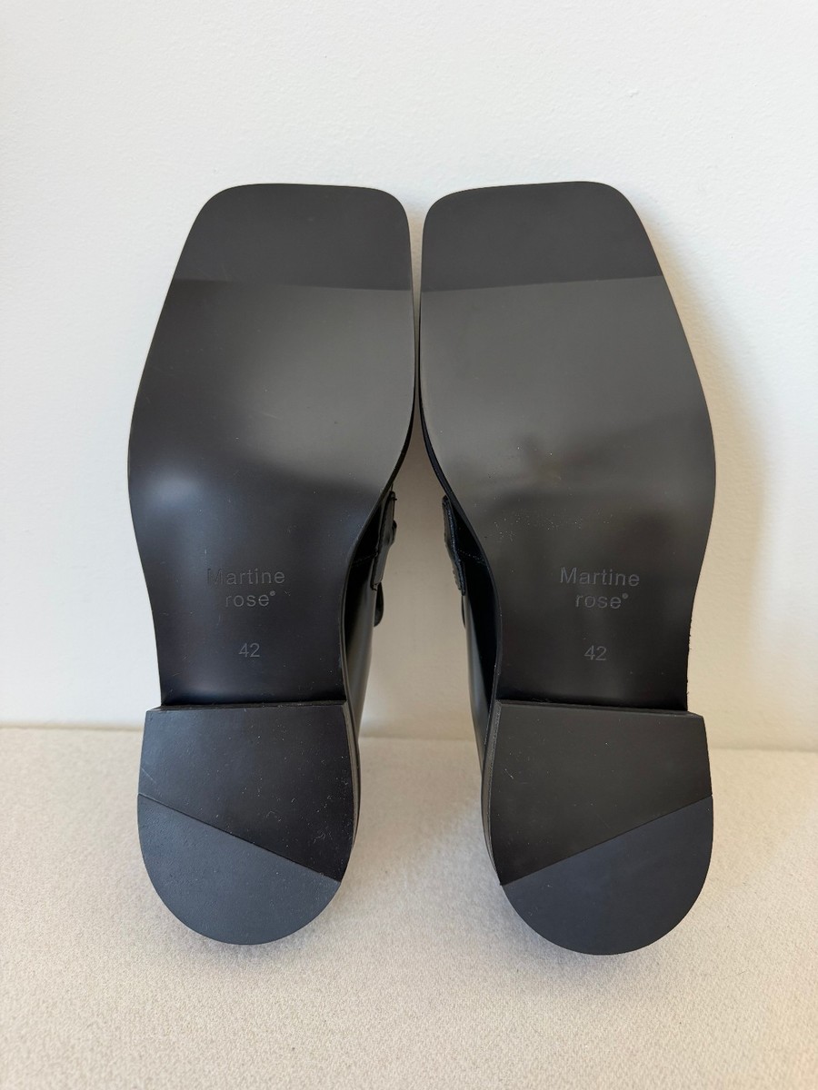 Martine Rose Square Toe Mules - Size 42 - Black Leather - Made in