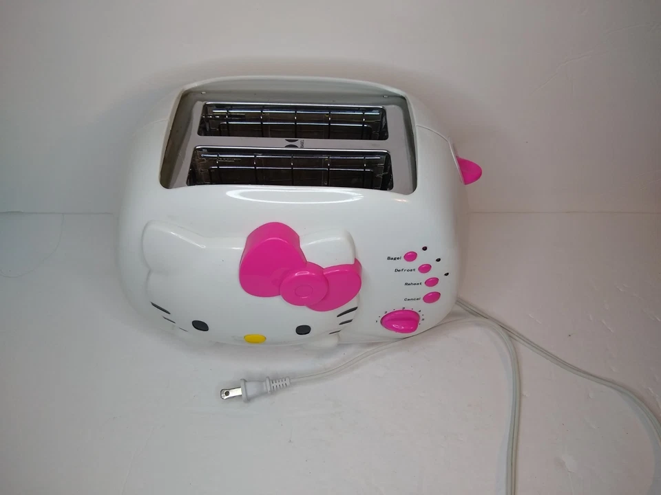 Hello Kitty 2-Scheiben Breitschlitz Toaster KT5211 weiß rosa Brot Bagel getestet funktioniert - Bild 2 von 4