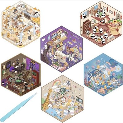 Aigemumy 6 Set 3D House Stickers, DIY Scene