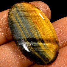 100 Natural Tiger Eye Oval Cabochon Loose Gemstone 30 Ct. 31X18X5 mm UG-3024