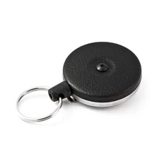 KEY-BAK Original Retractable Key Holder Keychain with a Black Front, Steel Belt