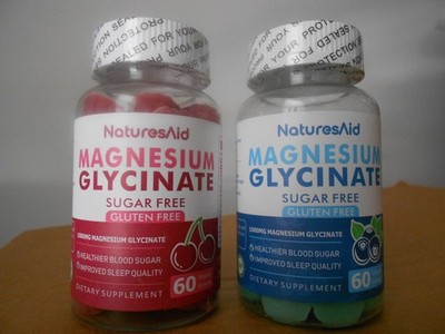 (2) Natures Aid Magnesium Glycinate Gummies 1000mg - Cherry + Blueberry -  New