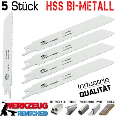 XTLINE 5x Profi Bi-Metall Säbelsäge Stichsäge Blatt Recipro Fuchsschwanz 150mm 10-14TPI