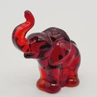 Fenton Glass Ruby Red Elephant Label Sticker Intact Trunk Up Good Luck Figurine