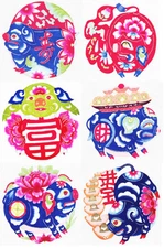 Paper Cuts 6 Cutie Pig Set Large Set 6 colorful Separate Pieces Chen