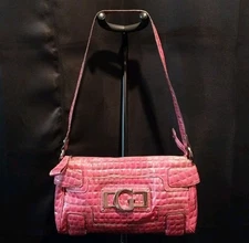 Guess Y2K Purse Pink Quilted Patent Leather Long Shoulder Strap 