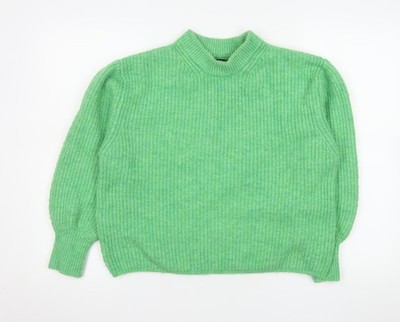 Asos Grobstrickpullover Damen grün Stehkragen Größe 6