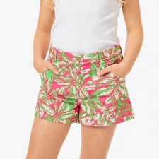 Lilly Pulitzer Shorts Girls 14 Pink Green Floral Tropical Summer Preppy EUC
