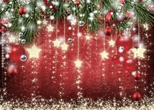 SJOLOON Christmas Backdrops Red Ball Theme Background Shining 7x5FT, 