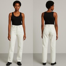 NWT Zara Womens Jeans 6 High Rise Full Length Straight Leg Button Fly Light Wash