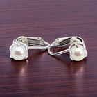ESTATE VINTAGE SOLID 14K WHITE GOLD 6.6mm WHITE PEARL CLIP ON EARRINGS #8109 — photo 1