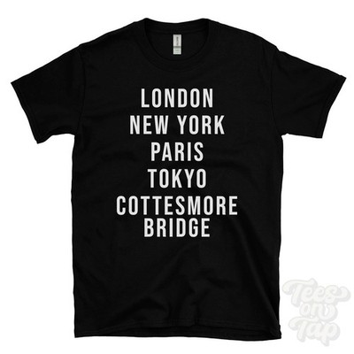 LONDON NEW YORK PARIS TOKYO COTTESMORE BRIDGE LUSTIGES T-SHIRT Ashwell England