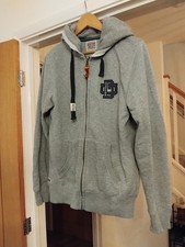 Duffer of St George Light Grey Zip-Up Hoodie Size MEDIUM