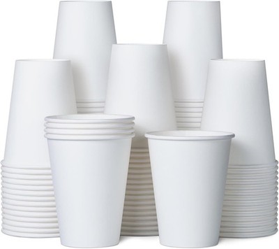Weiße 12 Unzen Papierkaffeetassen, 100er-Pack 340 ml Einweg isoliert heiß & kalt