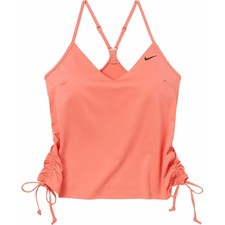 Nike Womens Swim Tankini Top Coral Padded Racerback Side Ruche V-Neck Size S NWT