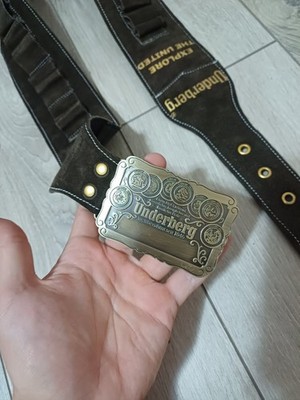 47'' RARE UNDERBERG LEATHER SUEDE GUN BELT BUCKLE BEER BITTER