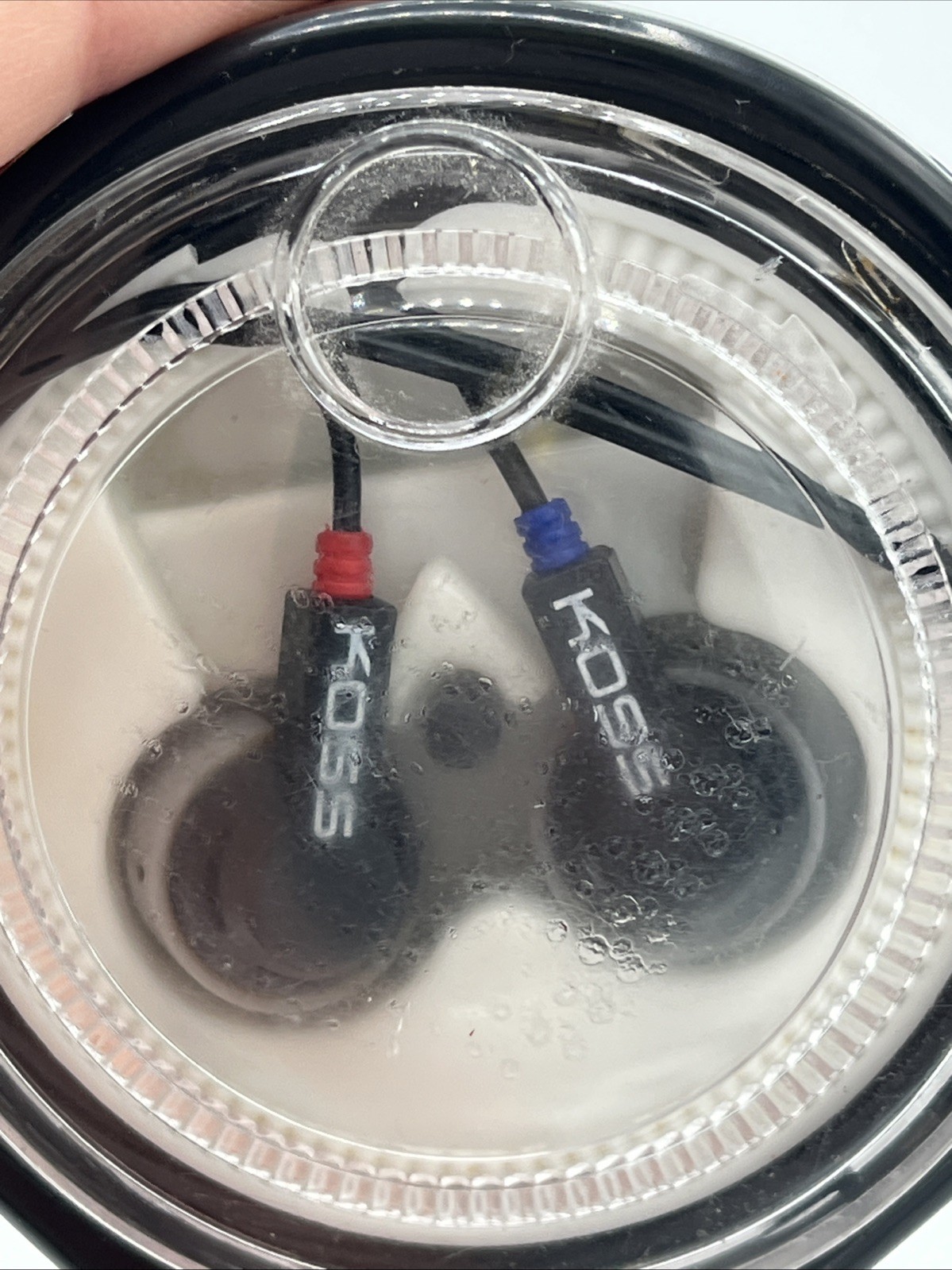 Koss Earbuds Headphones 3.5mm Wired W/ Case - Vintage. UNTESTED