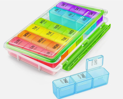 Weekly Pill Organizer 3 Times a Day with Moisture-Proof Design, Large Pill Box 7