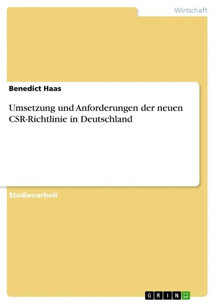 Umsetzung Und Anforderungen Der Neuen Csr-Richtlinie In Deutschland Haas Buch-image