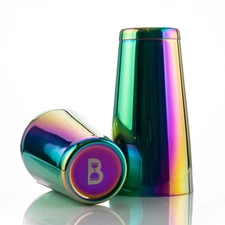 Bull in China 2-Piece Rainbow Chrome Cocktail Shaker Set 28oz + 18oz Bar Tool