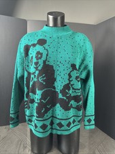 Vintage Knit Women One Size Green Panda Bear Sweater - See Description