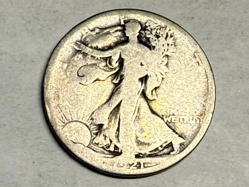 1921-S WALKING LIBERTY silver U.S. half dollar. AG. #q1