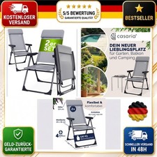 Chaises de camping lot de 2 chaises pliantes Casaria aluminium fonction couchage gris