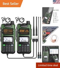 GMRS Radio Handheld Long Range GM-15 Pro 8W Walkie Talkie with Earpiece NOAA Wea