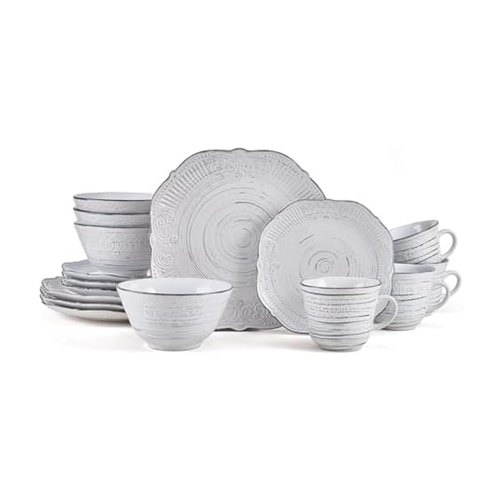 Isabella 16-Piece Stoneware Dinnerware Set, Service for 4 - Handpainted Uniqu...