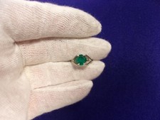 EXCEPTIONAL VTG ANTIQUE LADY'S STERLING SILVER  SIMULATED EMERALD ART DECO RING