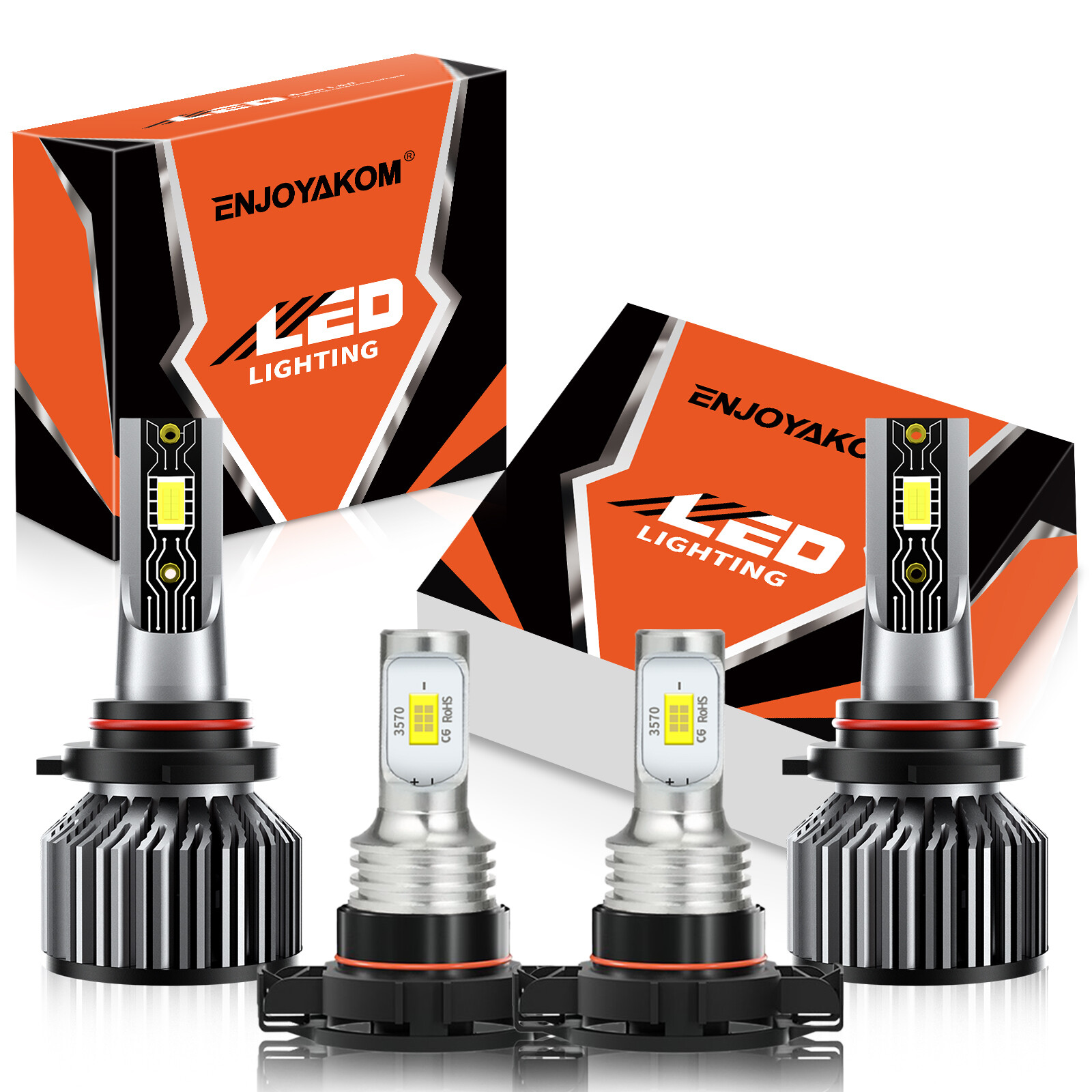 LED Headlight High Low Beam+Fog Light Bulbs Kit white For GMC Sierra 2014-2015