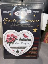 The Victoria Sampler Hearts of America West Virginia Cross Stitch Kit HA #35