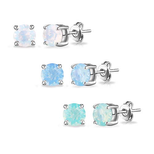 Pack of Three Opal Earrings Created with Zircondia® Crystals by Philip Jones - Picture 1 of 8