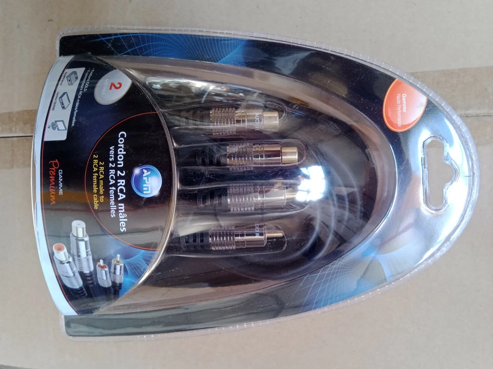 2 cable audio rca de 2m 800008 apm cordon 2 rca male vers 2 rca femelle - Photo 1/1