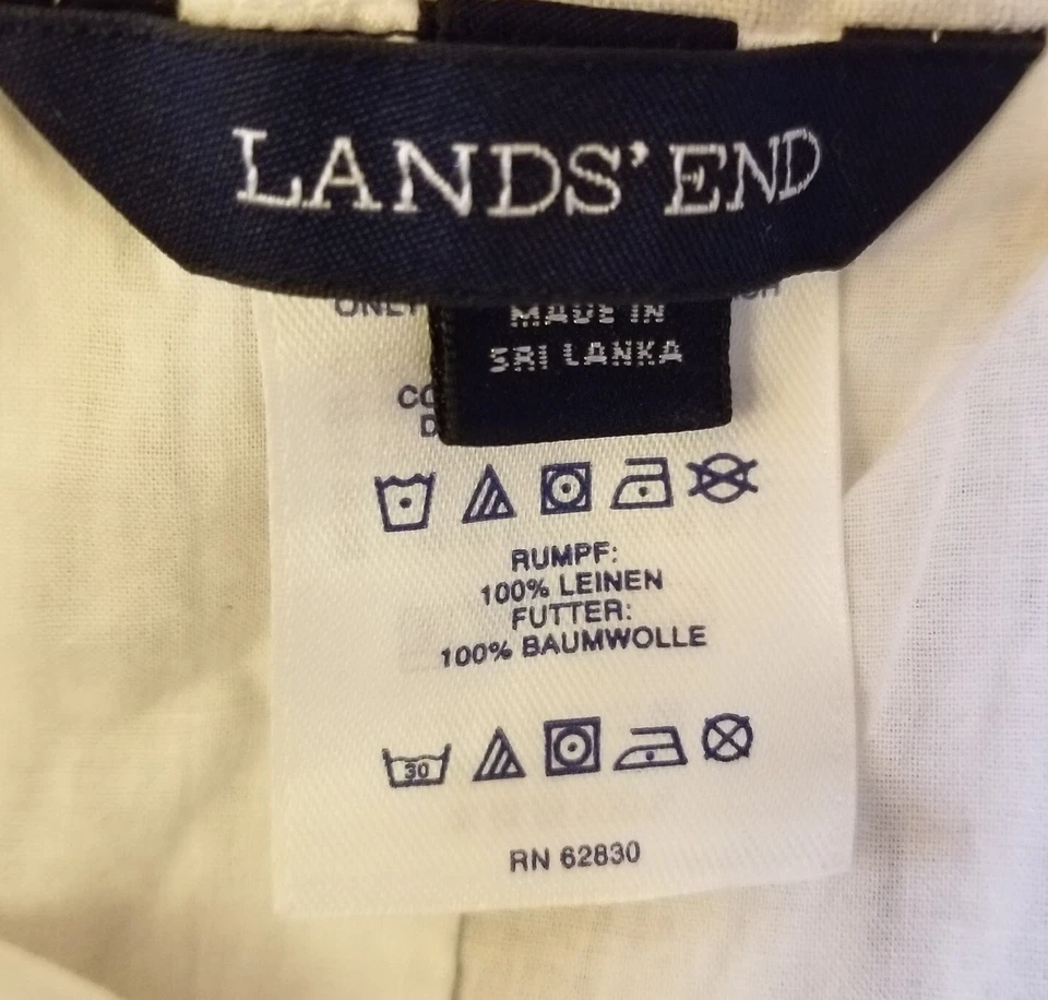 Lands End Linen Skirt Knee Stripe White Blue Lined Women Size Petite 6 Vacation - Image 3 of 4