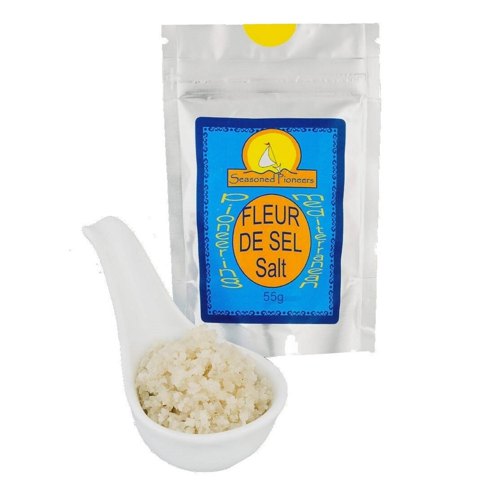 Seasoned Pioneers Fleur De Sel Mediterranean Gourmet Salt 55g Resealable Packet