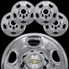 4 New Silverado Suburban 16" 8 Lug Chrome Wheel Skins Hub Caps Rim Center Covers