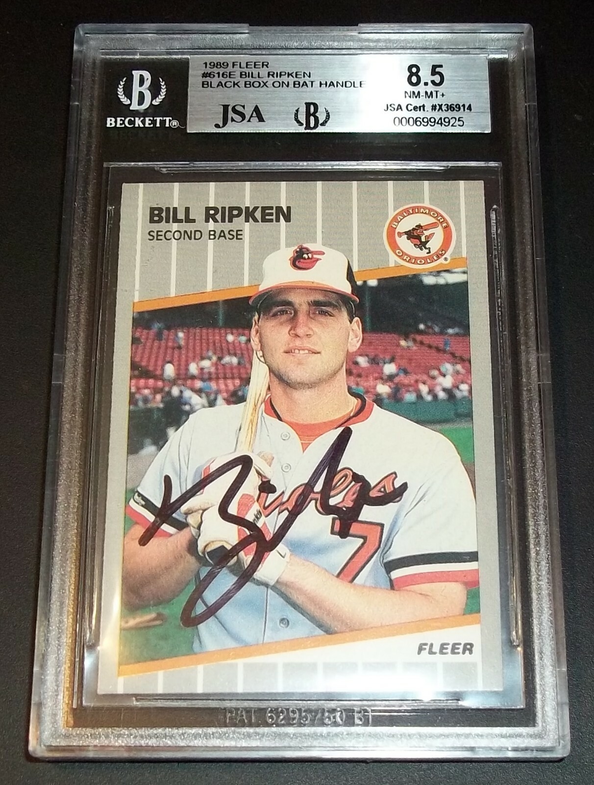 JSA BGS 8.5 Rc Error Black Box Bat Bill Billy Ripken Auto 1989 Rookie ...