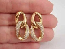 2.50Ct Simulated Diamond Drop/Dangle Earrings 14k Yellow Gold Plated Silver